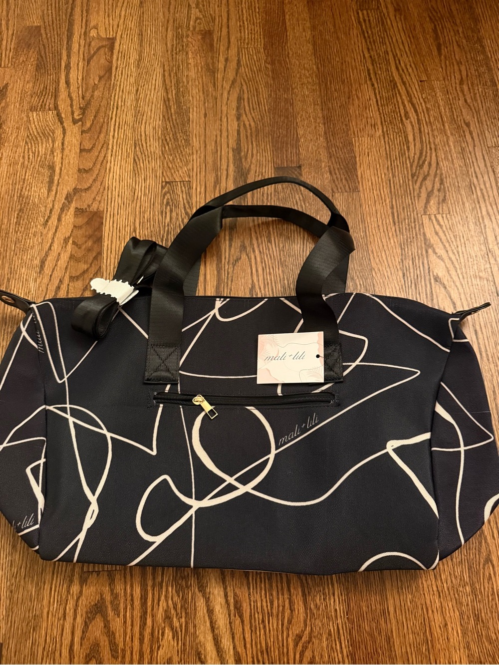 Madi + Lili black & White Scribble Print Travel Tote